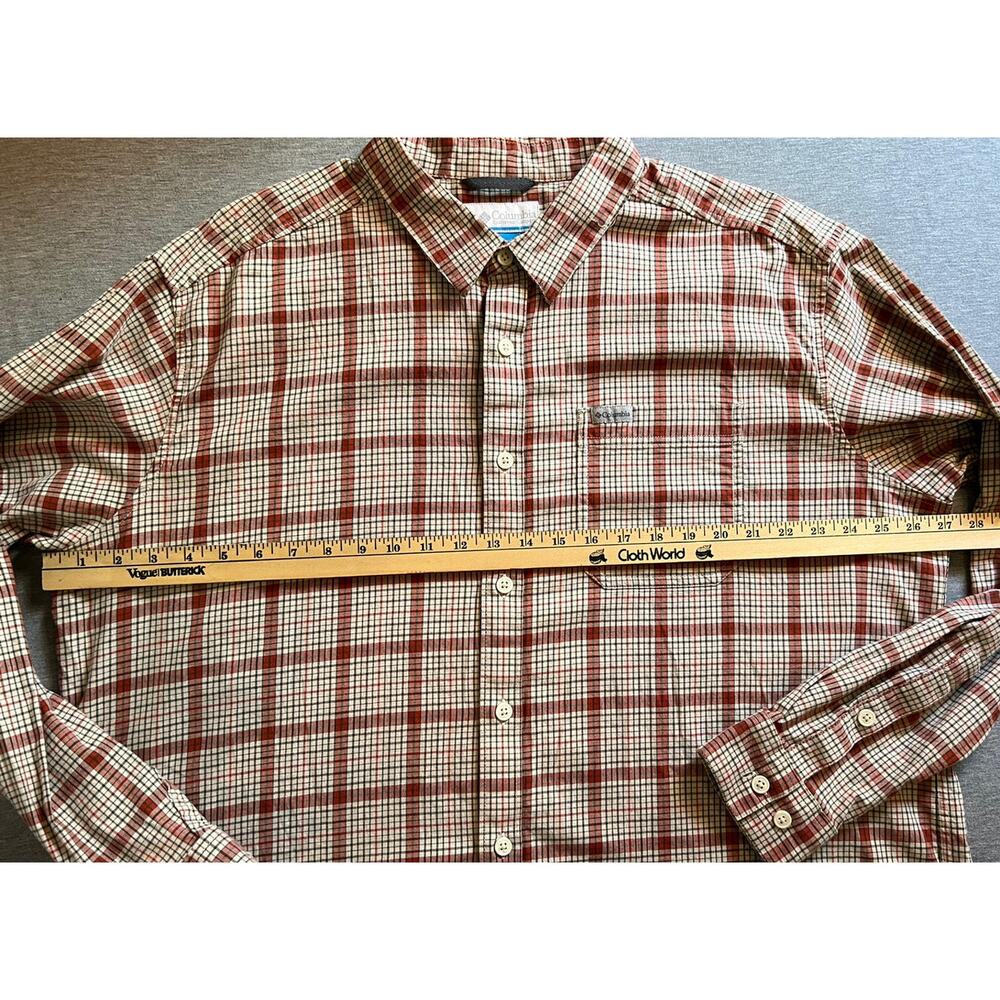 Columbia Sportswear Light Red Tan Plaid Flannel Button Up Long Sleeve Shirt XXL - Picture 6 of 9